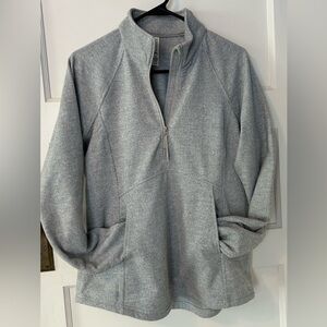Kyodan Outdoor Women Light Gray Herringbone 1/2 Zip Pullover Shirt - Size Large